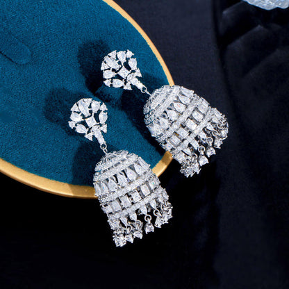 Chunky Cubic Zirconia Chandelier Earrings