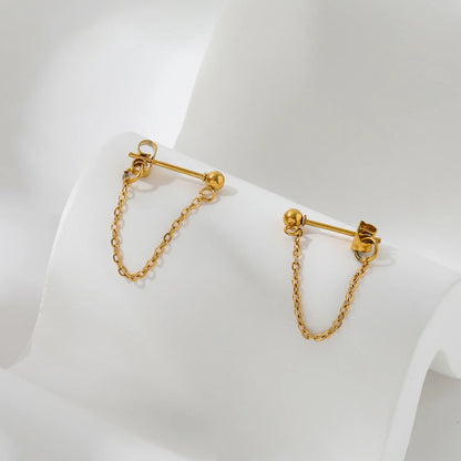 Chain Drop 18K Gold Plated Stud Earrings