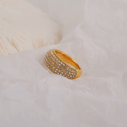 Micro Pave CZ Dome Ring | 18K Gold Plated