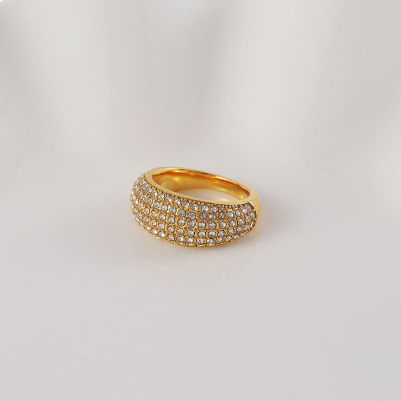 Micro Pave CZ Dome Ring | 18K Gold Plated
