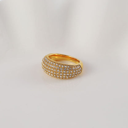 Micro Pave CZ Dome Ring | 18K Gold Plated