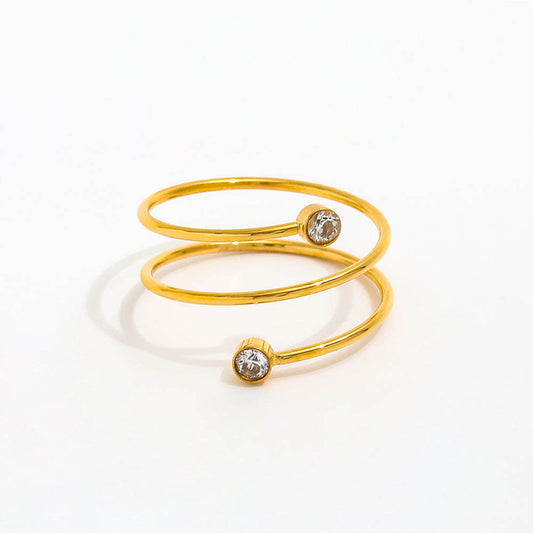 Dainty CZ Spiral Ring | 18K Gold Plated