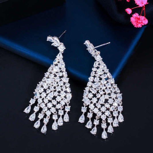 Long Chandelier Earrings | Cubic Zirconia