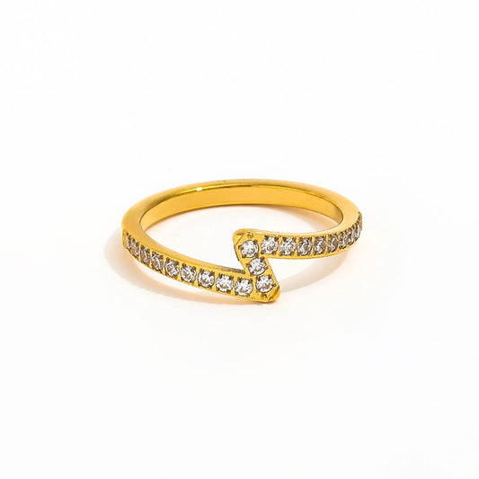 Lightning Dainty Half Pave Ring | 18K Gold Plated