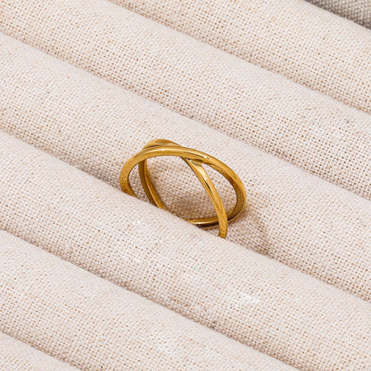 Double-layer Cross Ring | 18K Gold Plated