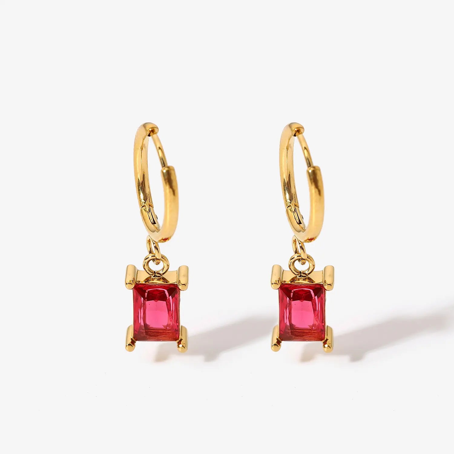 Mini Rectangle 18K Gold Plated Hoop Earrings