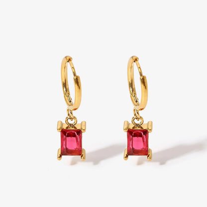 Mini Rectangle 18K Gold Plated Hoop Earrings