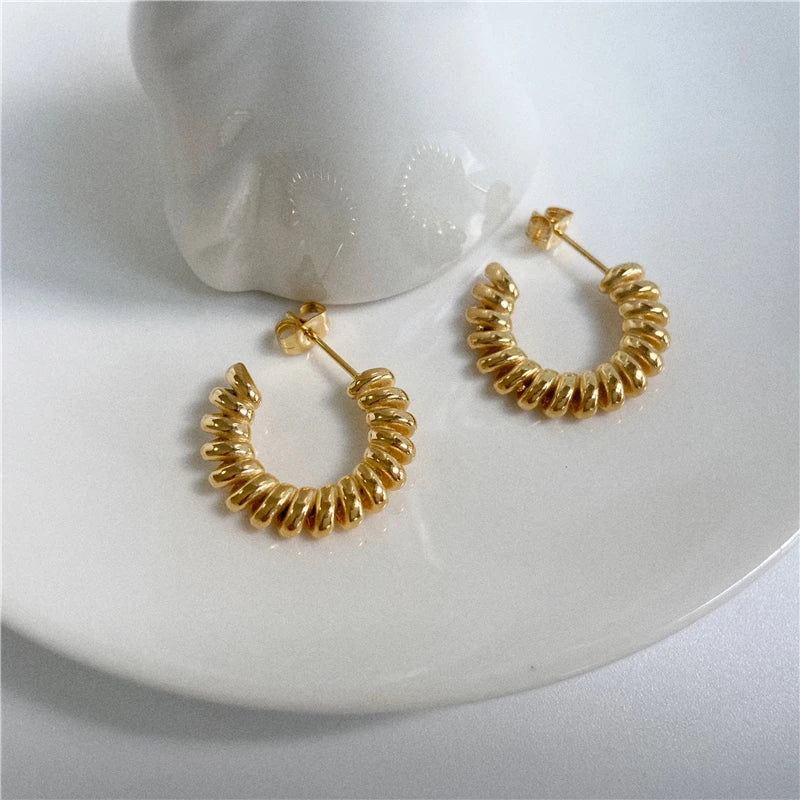 Simple C Shaped 18K Gold Plated Earrings