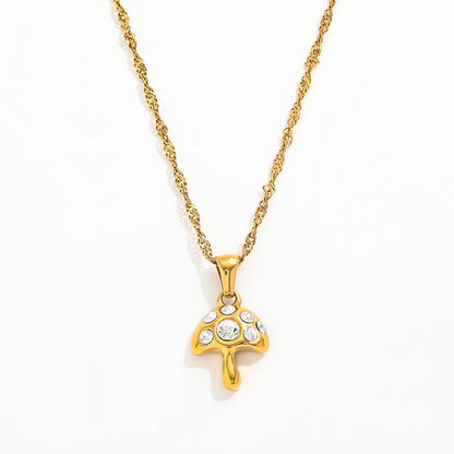 Mushroom CZ Pendant Necklace & Earrings