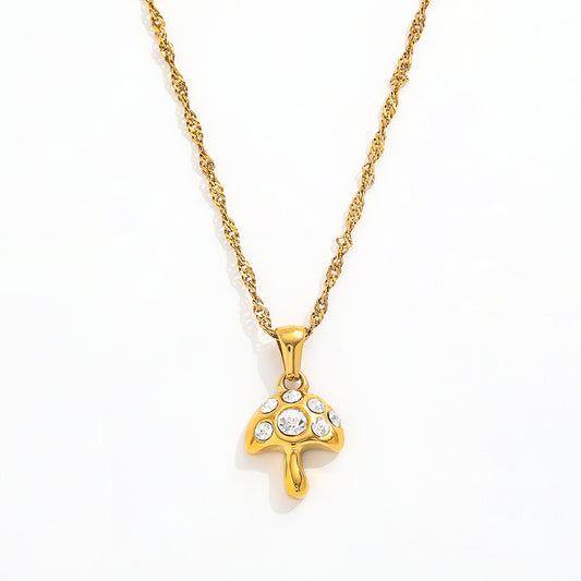 Mushroom CZ Pendant Necklace & Earrings