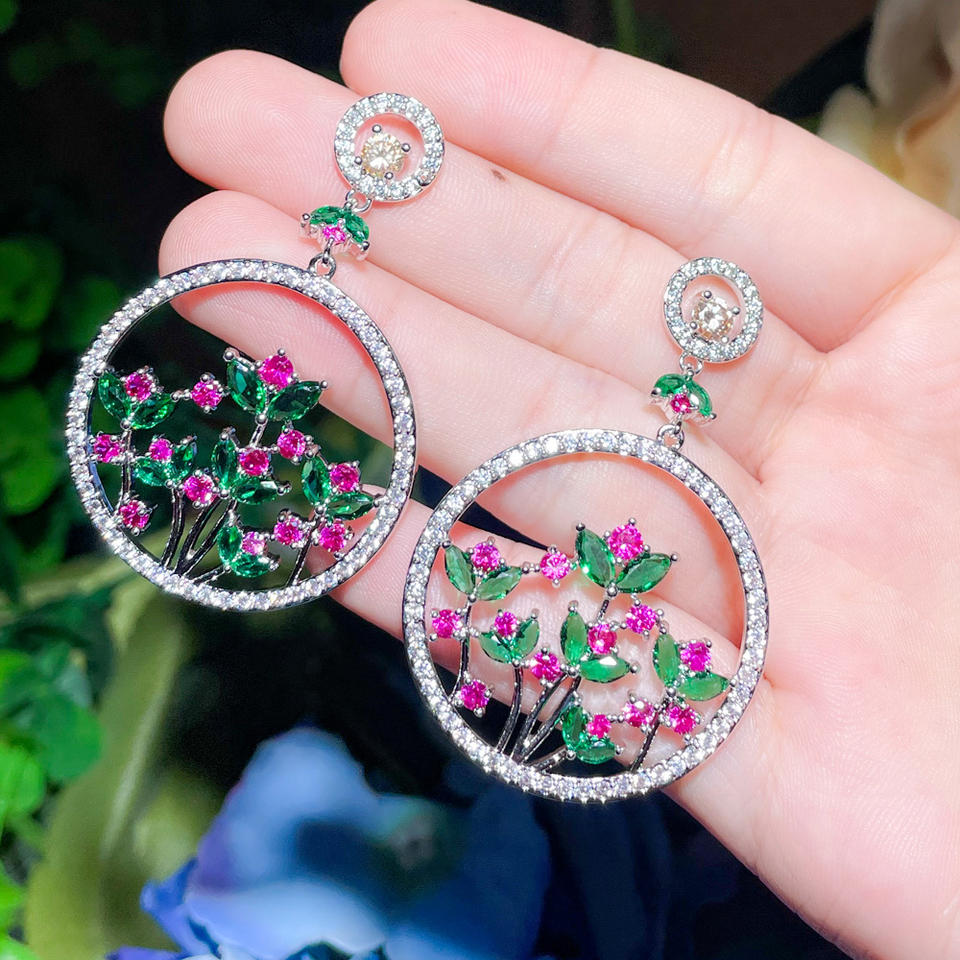 Flowers Pattern Round Earrings