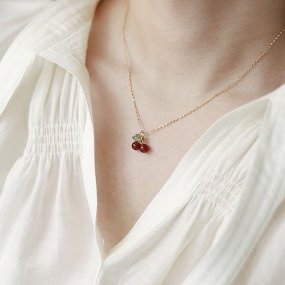 Red Cherry Necklace | 18K Gold Plated