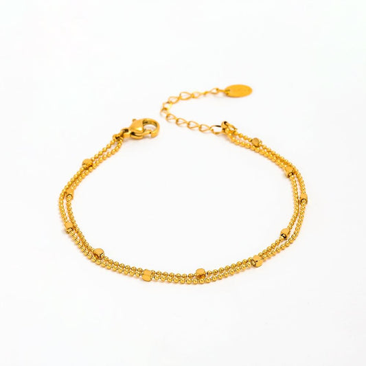 Double Layer Bead Chain Bracelet | 18K Gold Plated