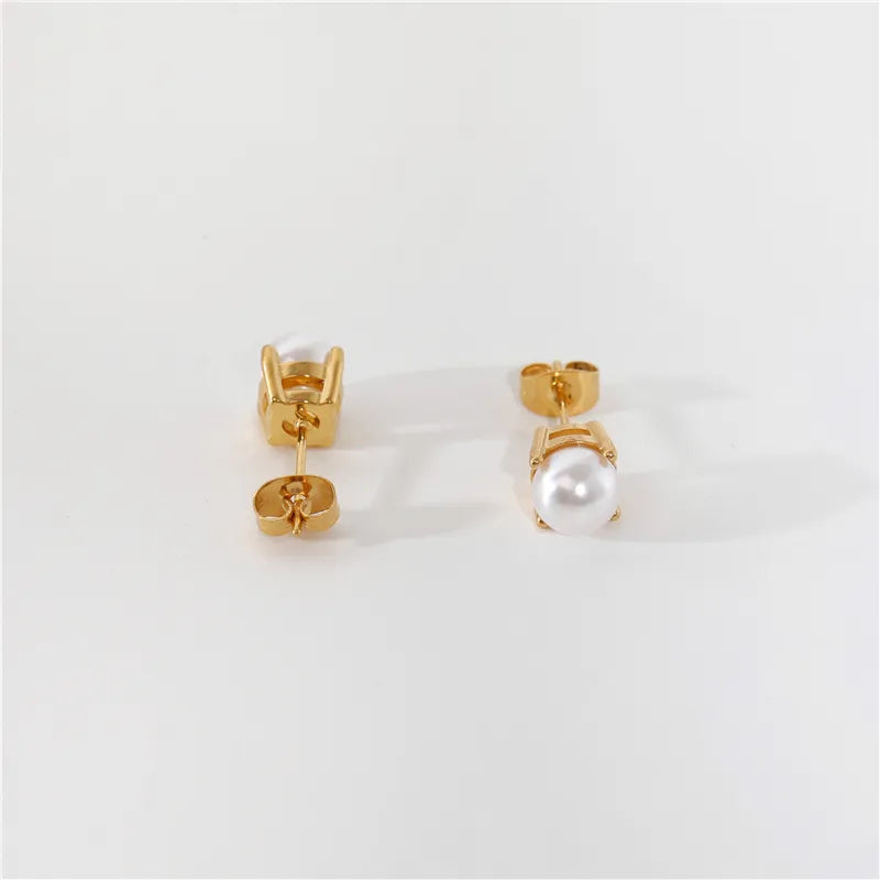 Pearl 18K Gold Plated Stud Earrings