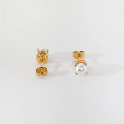 Pearl 18K Gold Plated Stud Earrings