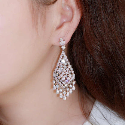 Long Chandelier Earrings | Cubic Zirconia