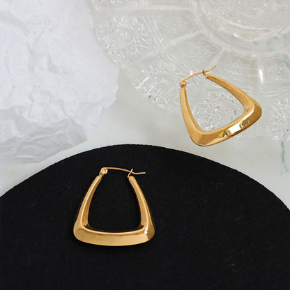 Thick Triangle 18K Gold Plated Hoop Earrings