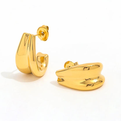 Double-layer C Shaped Earrings | 18K Gold Plated