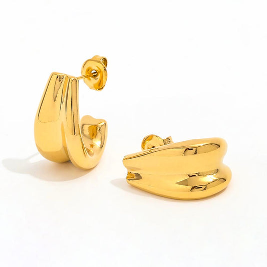 Double-layer C Shaped Earrings | 18K Gold Plated