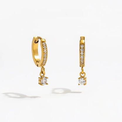 CZ Pave Huggie Earrings | 18K Gold Plated