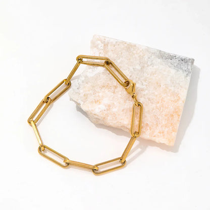 Paper Clip Adjustable 18K Gold Plated Bracelet
