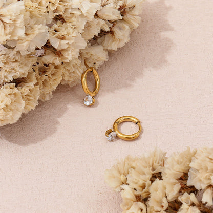 CZ Huggie Earrings | 18K Gold Plated