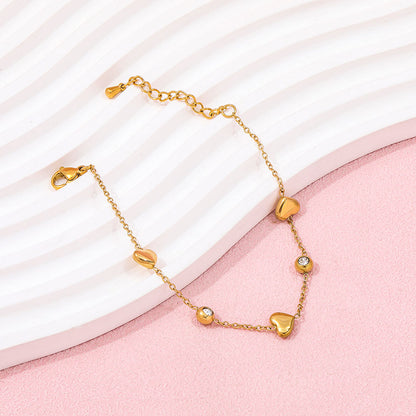 Dainty Heart CZ Bracelet | 18K Gold Plated