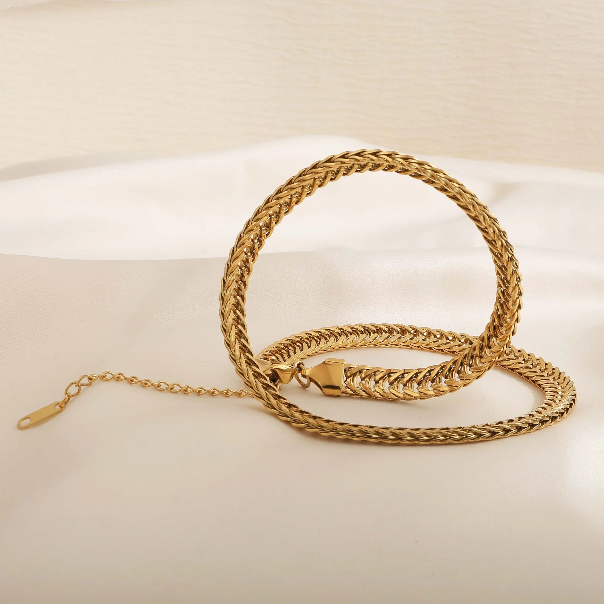 Chunky Knit Style Necklace and Bracelet