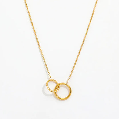 Double Rings Forever 18K Gold Plated Necklace