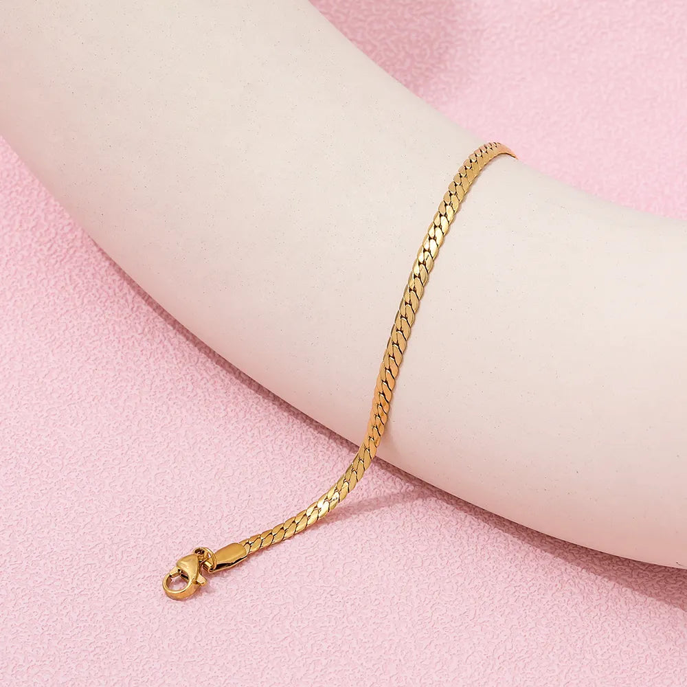 Herringbone 18K Gold Plated Chain Bracelet
