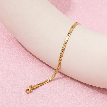 Herringbone 18K Gold Plated Chain Bracelet