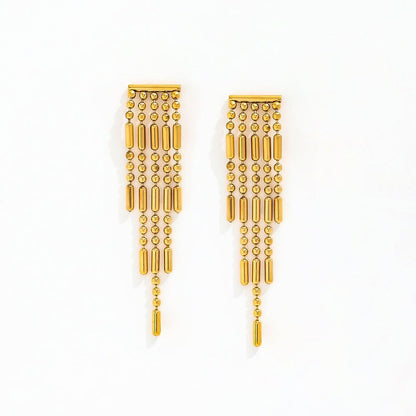 Bead Curtains Tassel Earrings | 18K Gold Plated