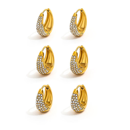 CZ Pave Huggie Earrings | 18K Gold Plated