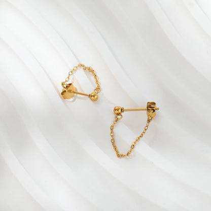 Chain Drop 18K Gold Plated Stud Earrings
