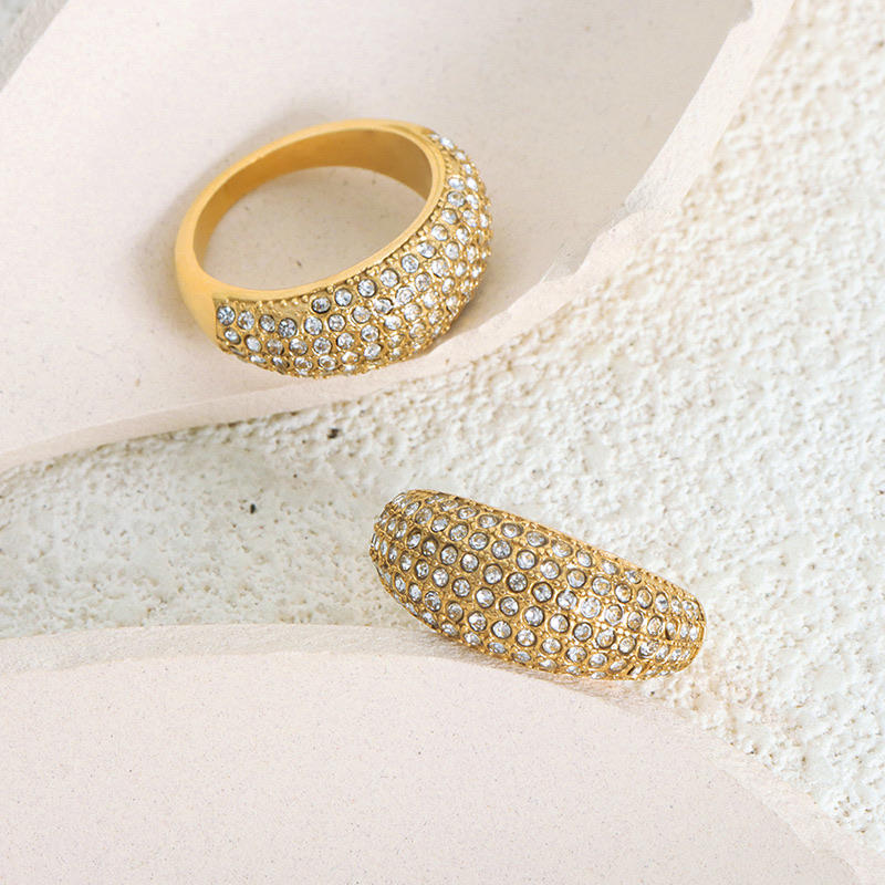 Micro Pave CZ Dome Ring | 18K Gold Plated