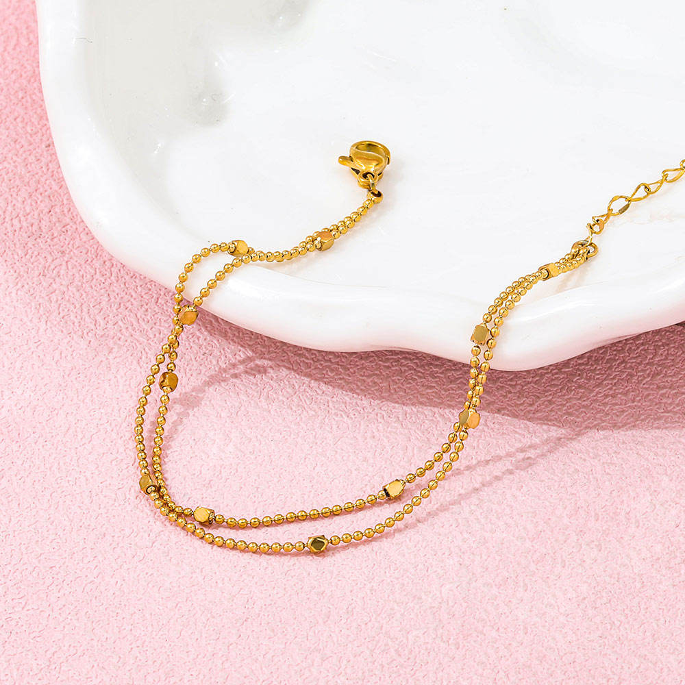 Double Layer Bead Chain Bracelet | 18K Gold Plated