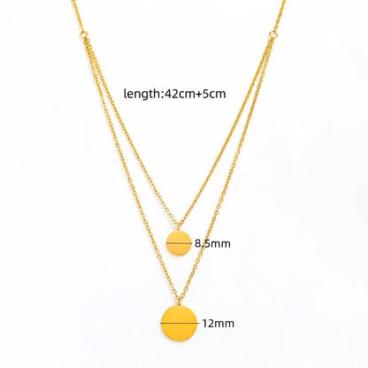 Double-layer Round Pendant Necklace | 18K Gold Plated