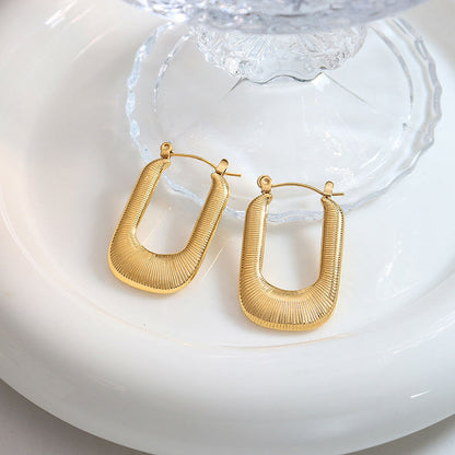 U-shaped 18K Gold Plated Hoop Earrings
