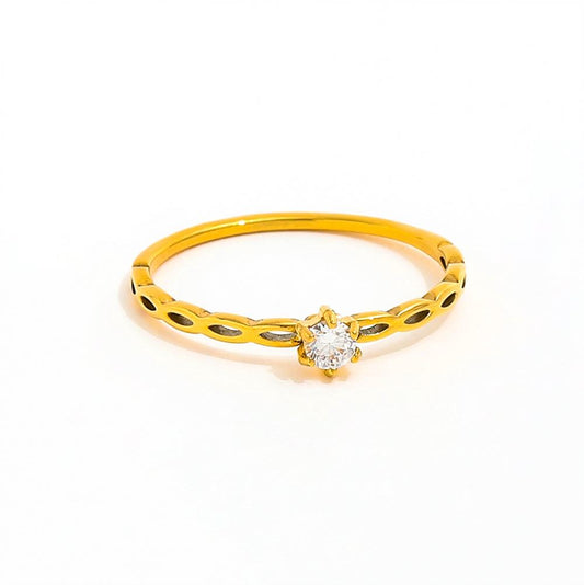 Mini Zirconia Hollow Ring | 18K Gold Plated