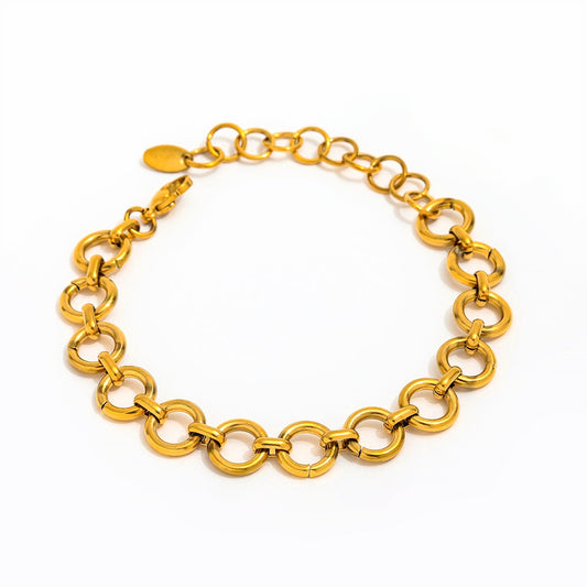 Round Circle Chain Bracelet | 18K Gold Plated