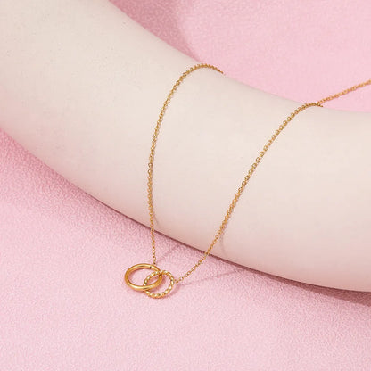 Double Rings Forever 18K Gold Plated Necklace
