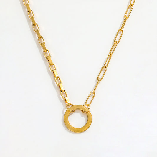 Circle Pendant Necklace | 18K Gold Plated