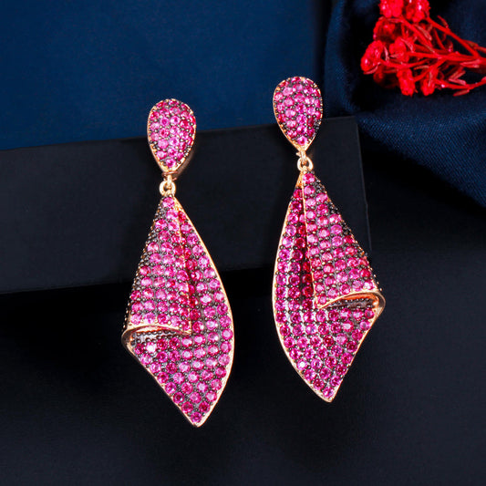 Two Tone Micro Pave Drop Earrings | Cubic Zirconia