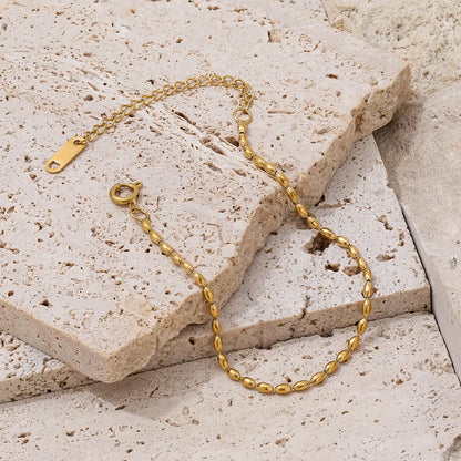 Oval Beads 18K Gold Plated String Bracelet