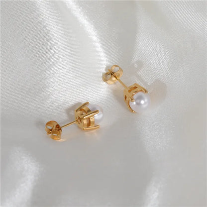 Pearl 18K Gold Plated Stud Earrings