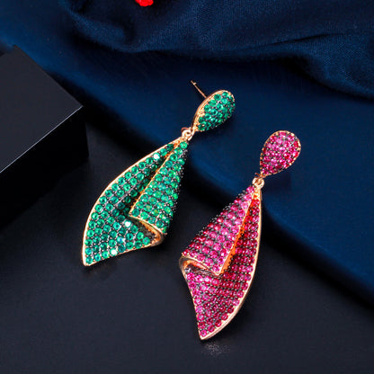 Two Tone Micro Pave Drop Earrings | Cubic Zirconia