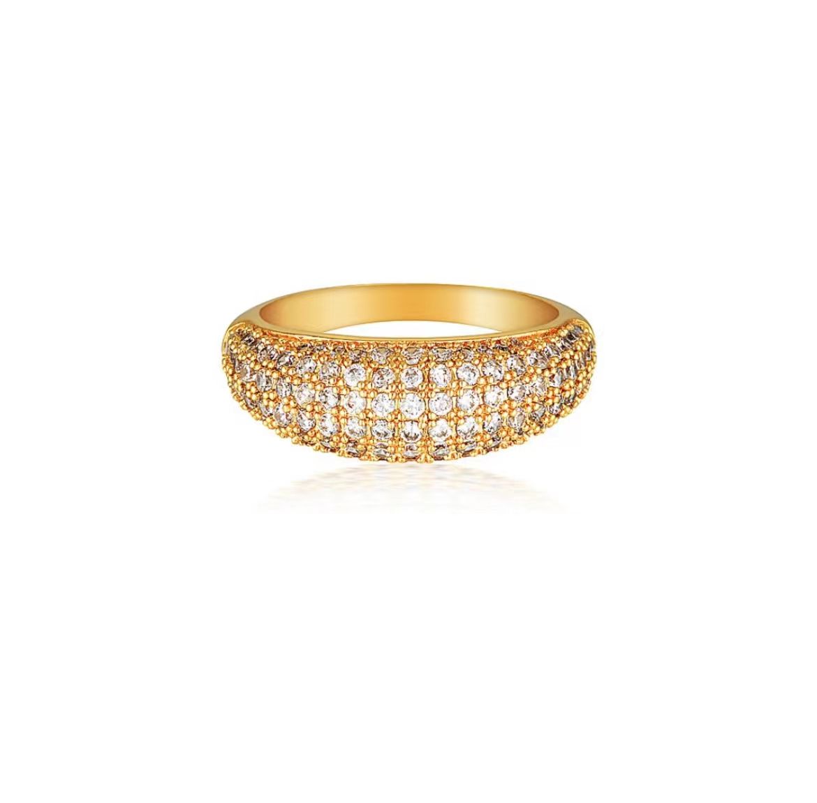 Micro Pave CZ Dome Ring | 18K Gold Plated