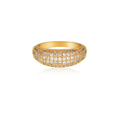 Micro Pave CZ Dome Ring | 18K Gold Plated