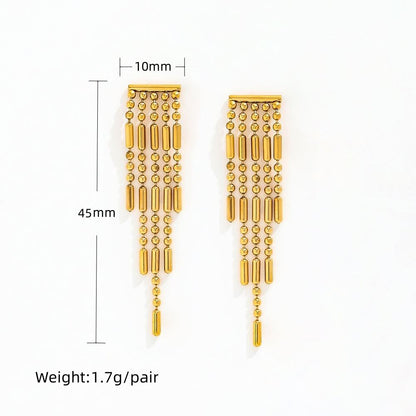 Bead Curtains Tassel Earrings | 18K Gold Plated