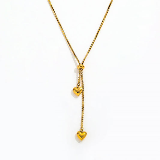 Heart Pendant Tassel Necklace | 18K Gold Plated